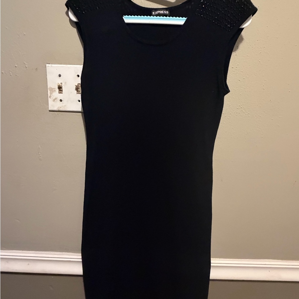 Express Black Studded Shoulder Mini Dress